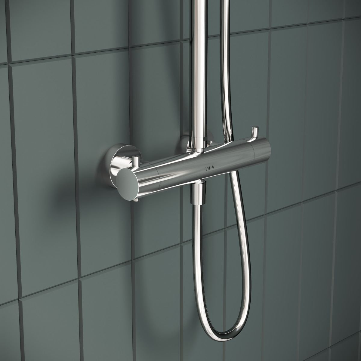 Душевая система VitrA AquaHeat A47201EXP с термостатическим смесителем и ручным душем хром латунь