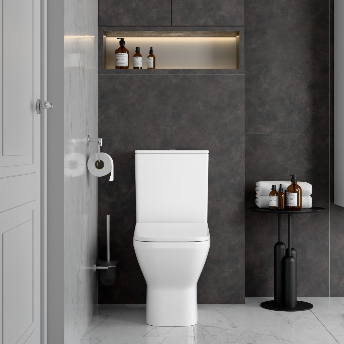 Унитаз-компакт напольный VitrA Integra Square (Интегра Скуэр) 9833B003-7205, с сиденьем микролифт, белый, санитарный фарфор, антибактериальное покрытие Hygiene (Хайджн)