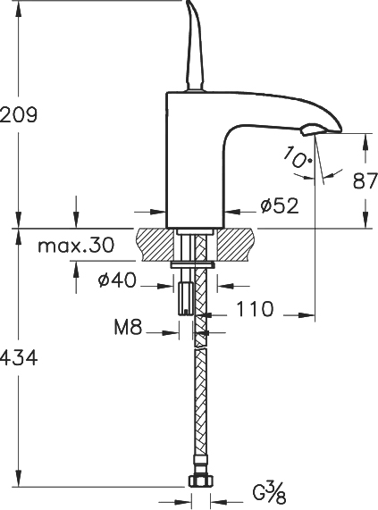 Смеситель VitrA T4 для раковины A42471EXP