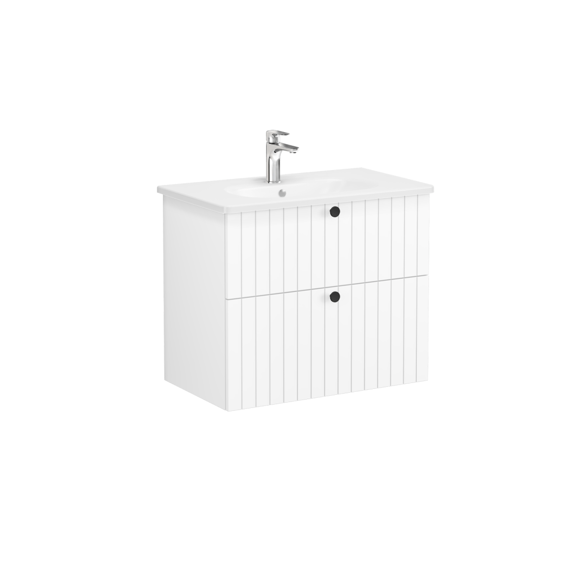 Тумба с раковиной для ванной VitrA Root Groove 69436 80 см матовая белая МДФ