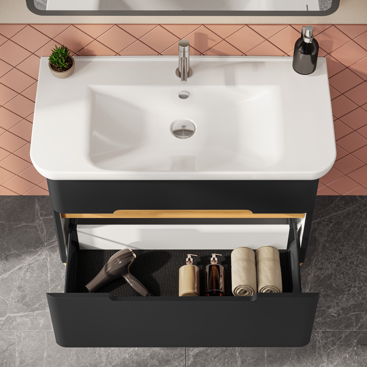 Тумба с раковиной для ванной VitrA Sento (Сенто) 60838 100 см матовая антрацит МДФ