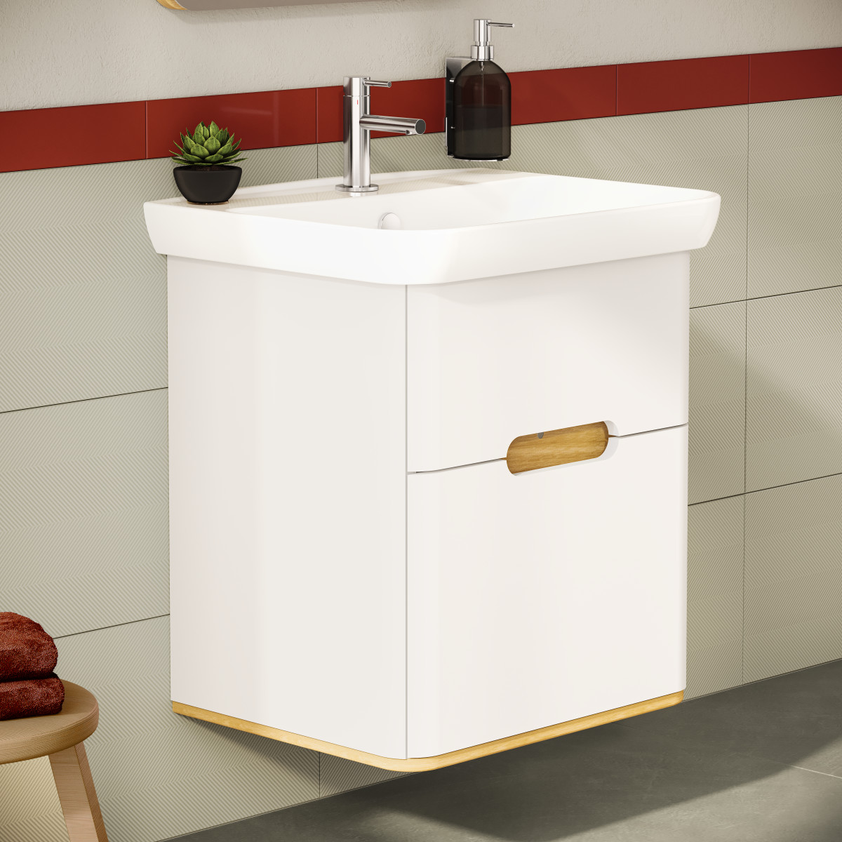 Тумба с раковиной для ванной VitrA Sento 60822 65 см матовая белая МДФ