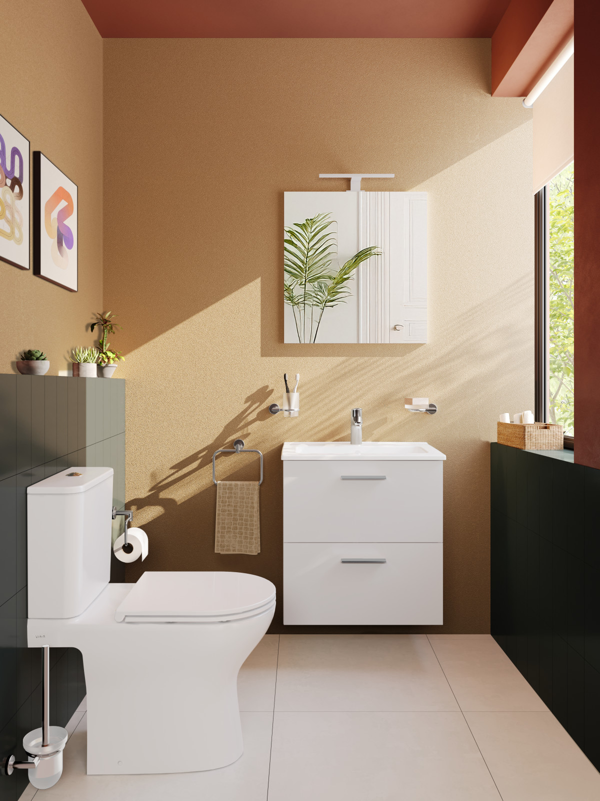 Унитаз-компакт напольный VitrA M50 9889B003-7200 безободковый Vortex (Вортекс)Flush с сиденьем микролифт белый санитарный фарфор
