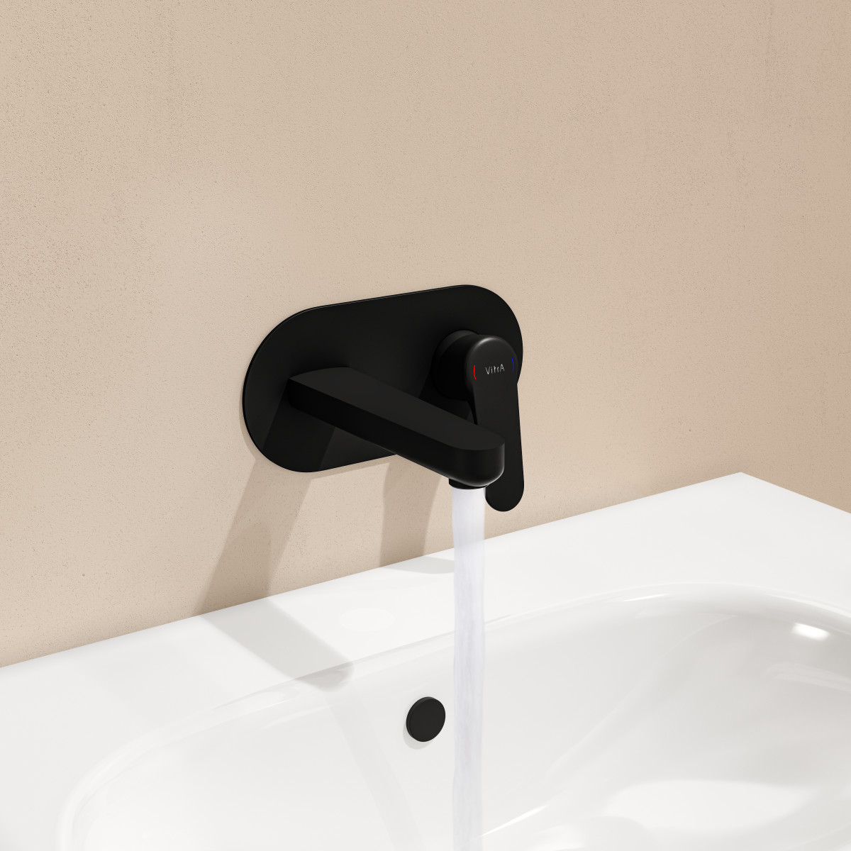 Встраиваемый смеситель для раковины VitrA Root Round A4272136EXP матовый черный латунь