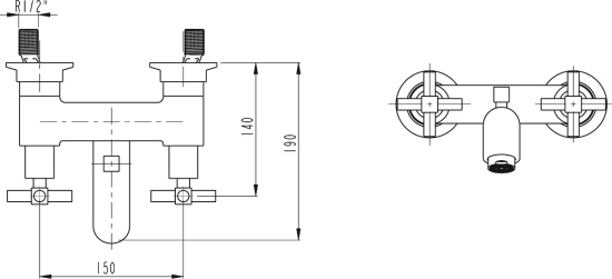 Смеситель VitrA Juno A40868EXP для ванны с душем