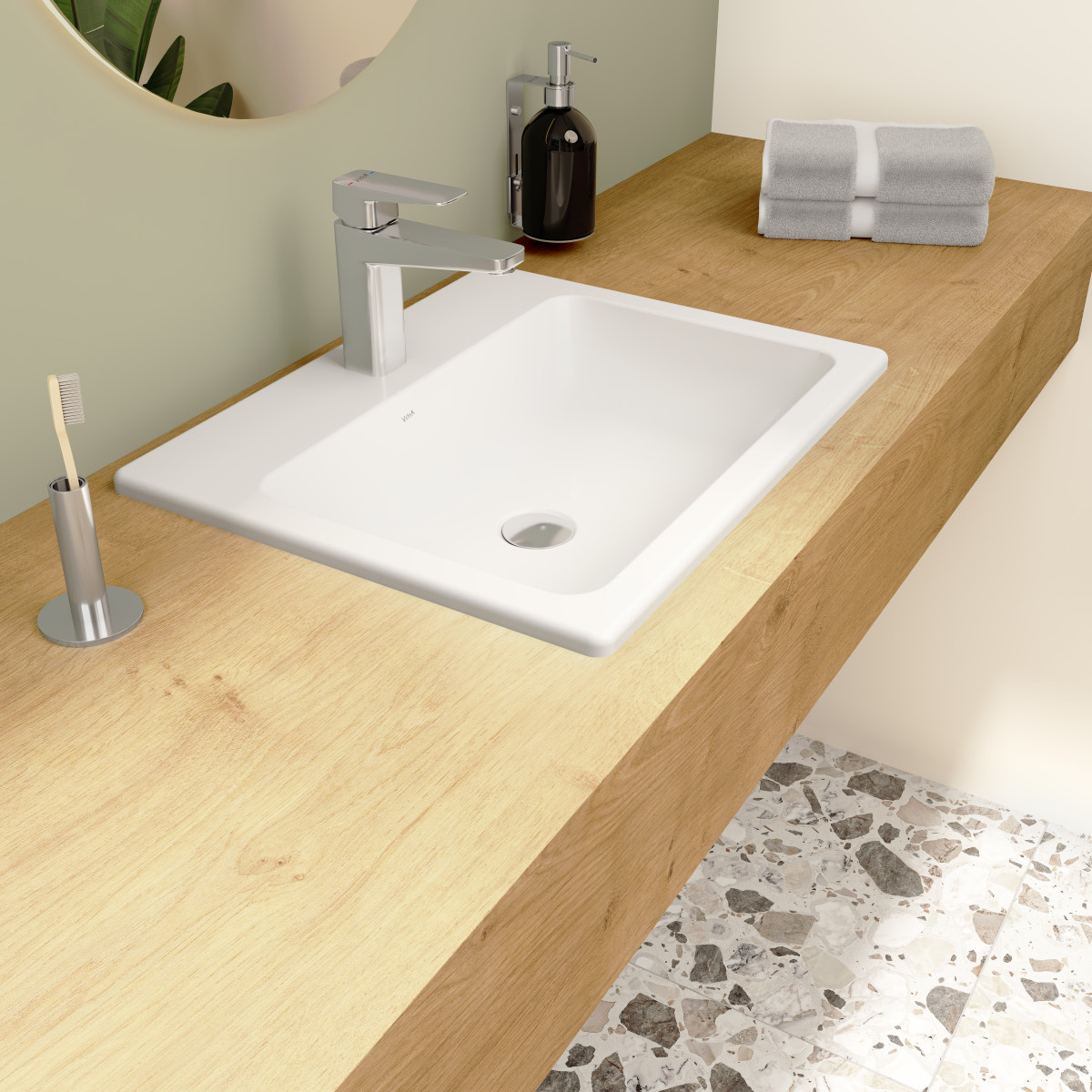 Встраиваемая сверху раковина VitrA S20 5465B003-0001 55 x 45 см прямоугольная белая антибактериальное покрытие Hygiene