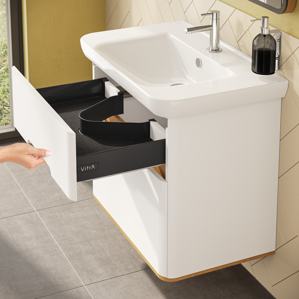 Тумба с раковиной для ванной VitrA Sento (Сенто) 60824 80 см матовая белая МДФ