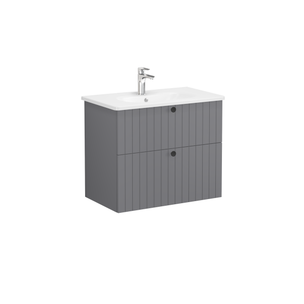 Тумба с раковиной для ванной VitrA Root Groove 69438 80 см матовая серая МДФ