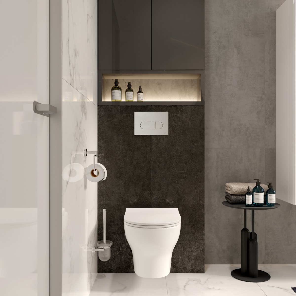 Инсталляция с унитазом VitrA Zentrum Round (Зентрум Раунд) 9879B003-7200 комплект 4 в 1 с сиденьем микролифт безободковый цвет клавиши глянцевый хром