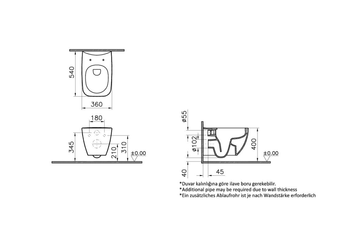 Инсталляция с унитазом VitrA Shift 9855B003-7206 комплект 4 в 1 с сиденьем микролифт безободковый Rim-ex цвет клавиши хром
