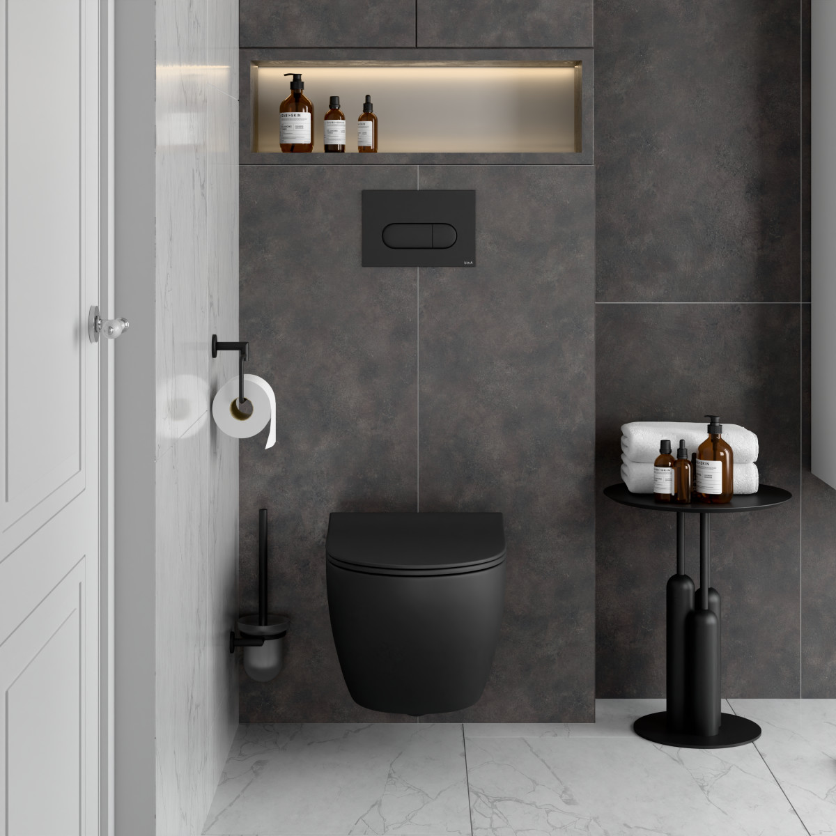 Подвесной унитаз VitrA Sento 7748B083-0101 безободковый Rim-ex матовый черный санитарный фарфор антибактериальное покрытие Hygiene