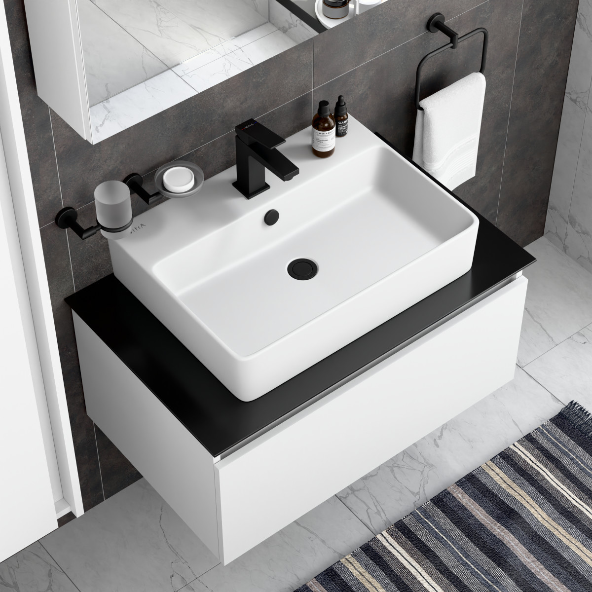 Смеситель для раковины VitrA Minimax Square A4372036EXP однорычажный матовый черный латунь