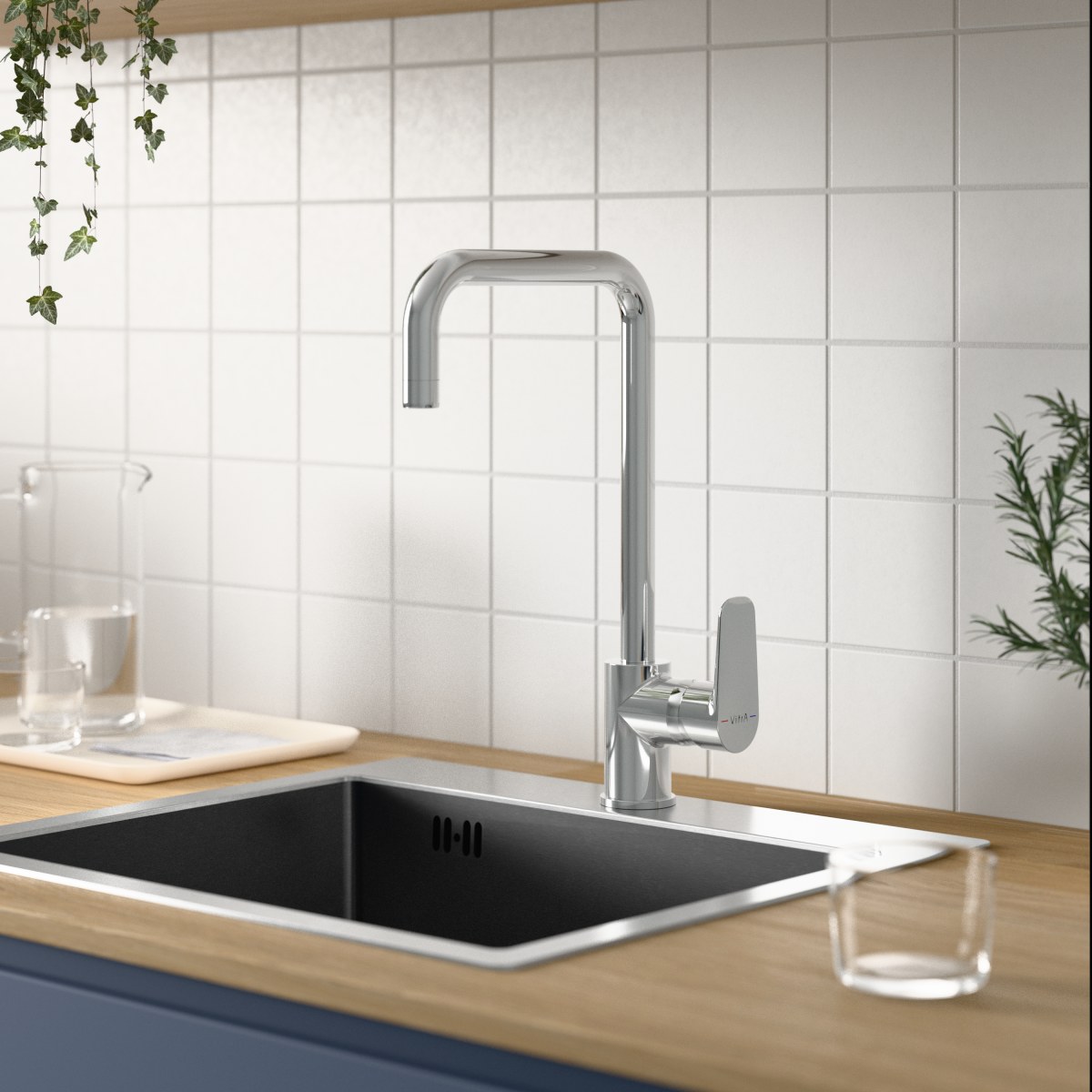 Смеситель для кухни VitrA Flow Soft (Флоу Софт) A43426EXP с поворотным изливом однорычажный хром латунь
