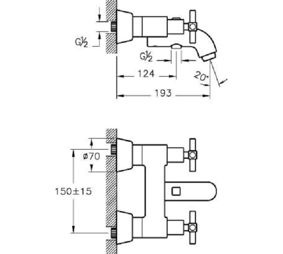 Смеситель VitrA Juno A40868EXP для ванны с душем