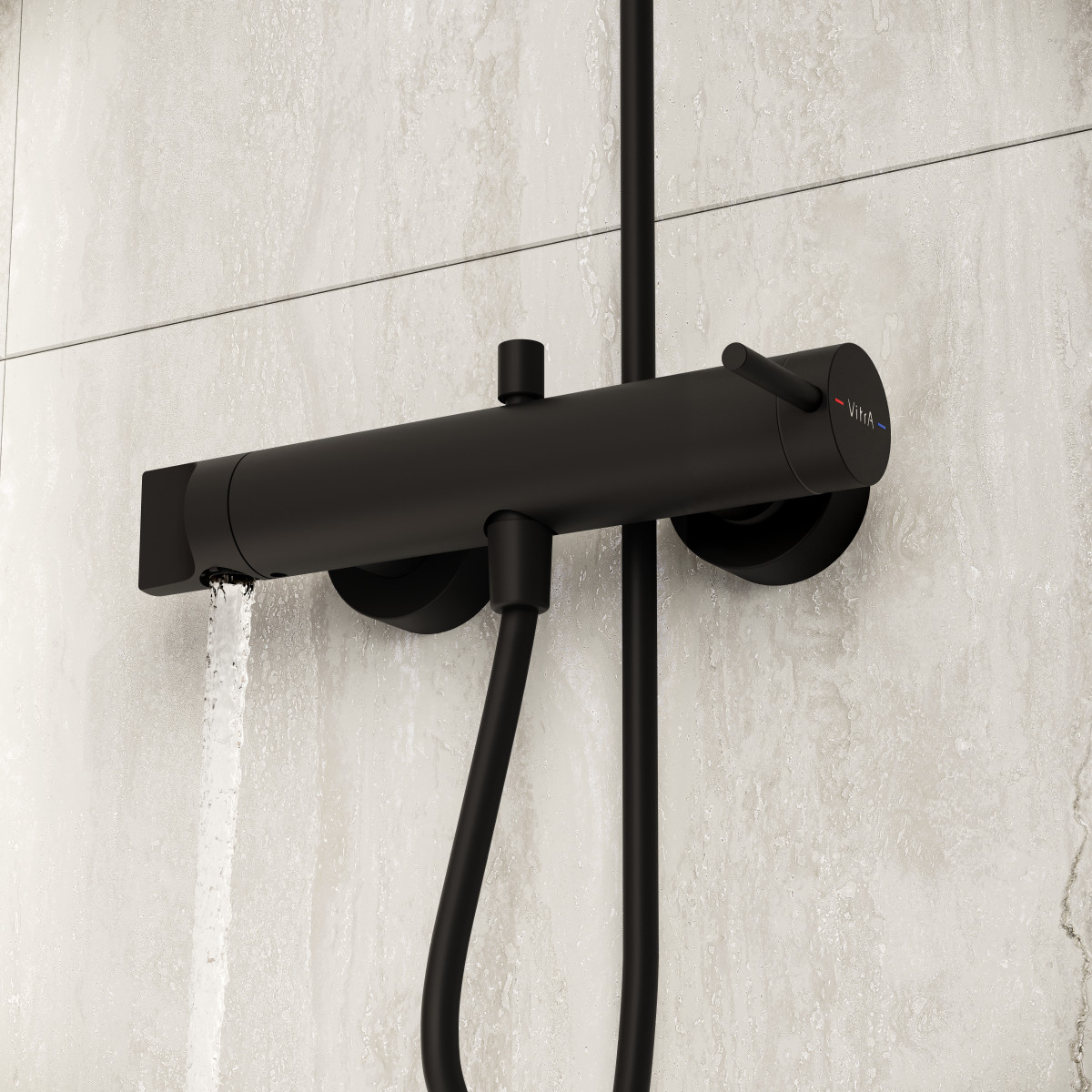 Смеситель настенный VitrA Origin A4261936WTC для ванны однорычажный матовый черный латунь