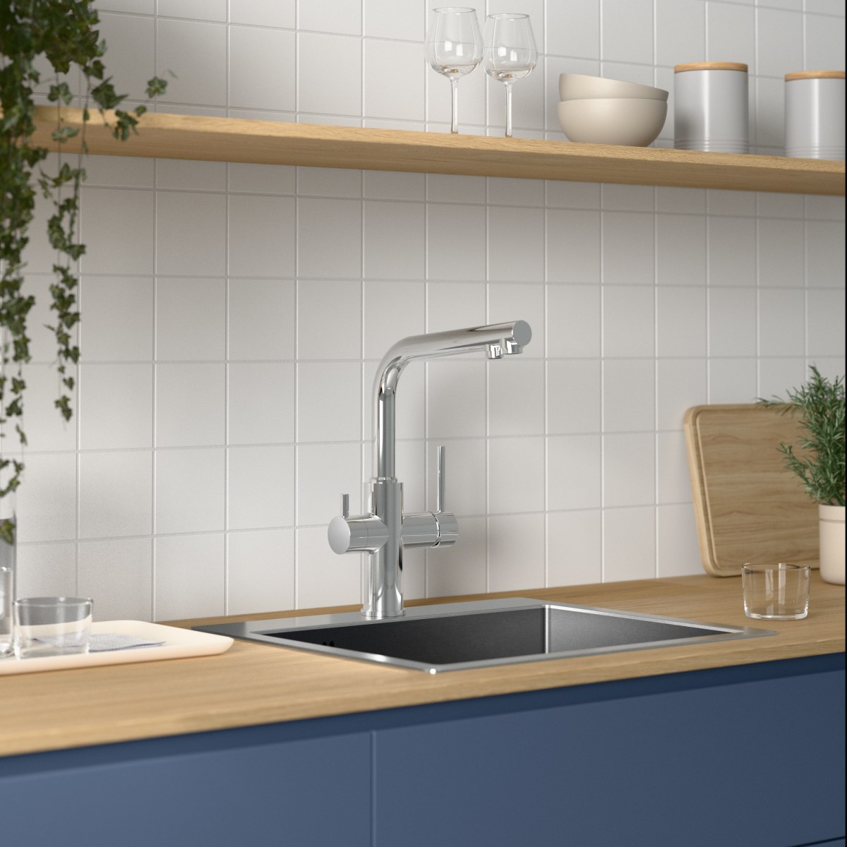 Смеситель для кухни VitrA Masterline (Мастерлайн) A42144EXP с поворотным изливом и фильтром для воды однорычажный хром латунь
