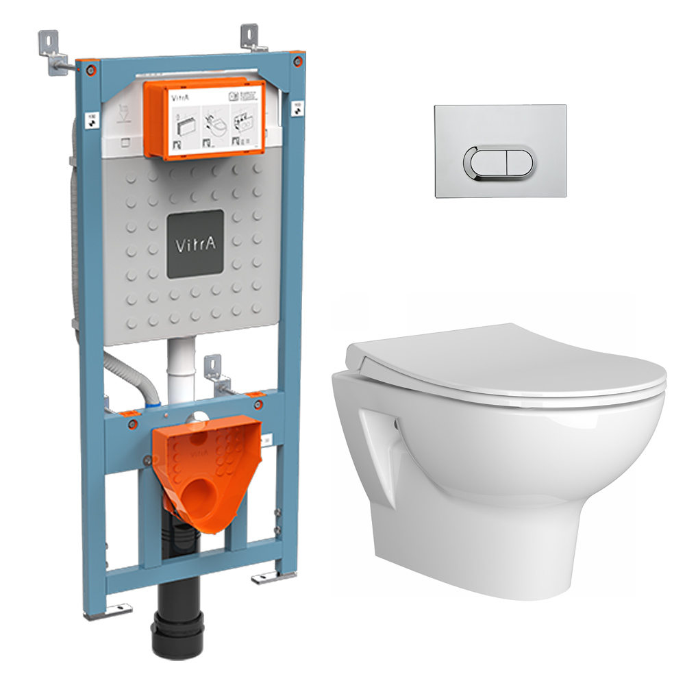 Комплект Vitra Zentrum Инсталяция VitrA V12 с подвесным унитазом Vitra Zentrum и клавиша смыва