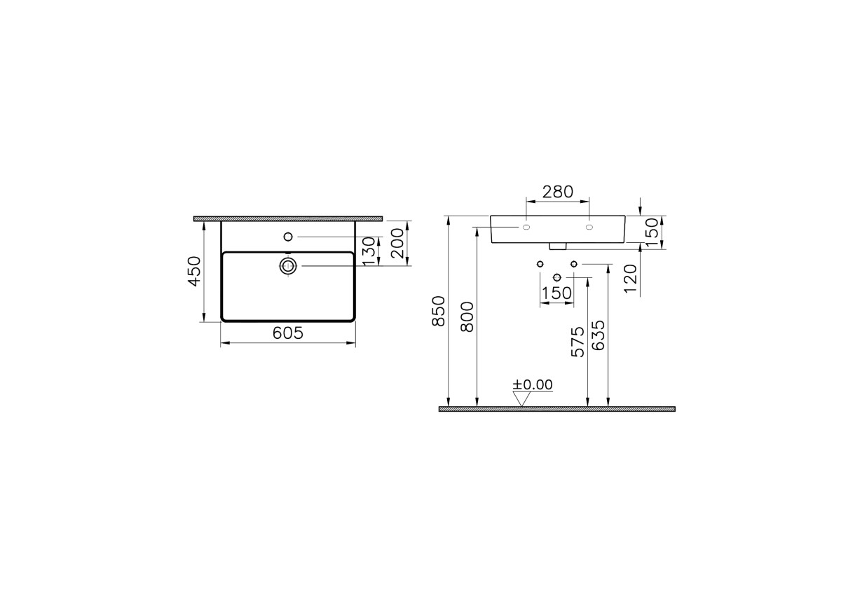 Раковина VitrA M20 8314B003-0001 60 x 45 см белая санитарный фарфор