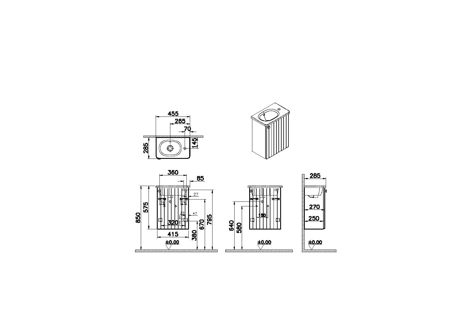 Модуль Root Groove 45 см с круглой раковиной, правосторонний, матовый белый