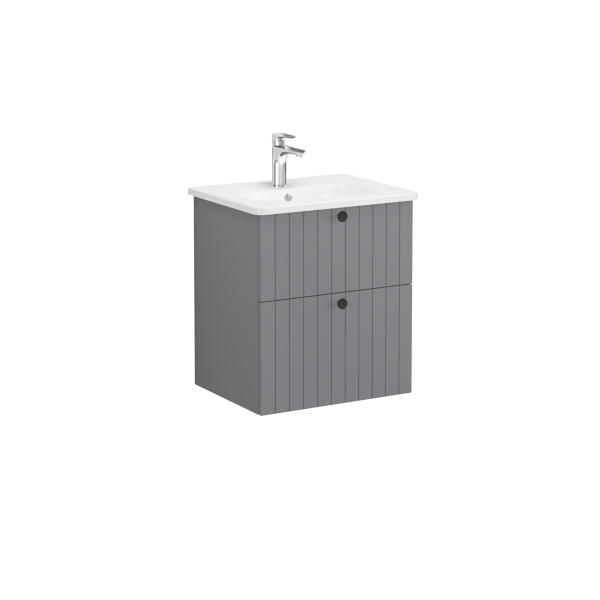 Тумба с раковиной для ванной VitrA Root Groove 69417 60 см матовая серая МДФ