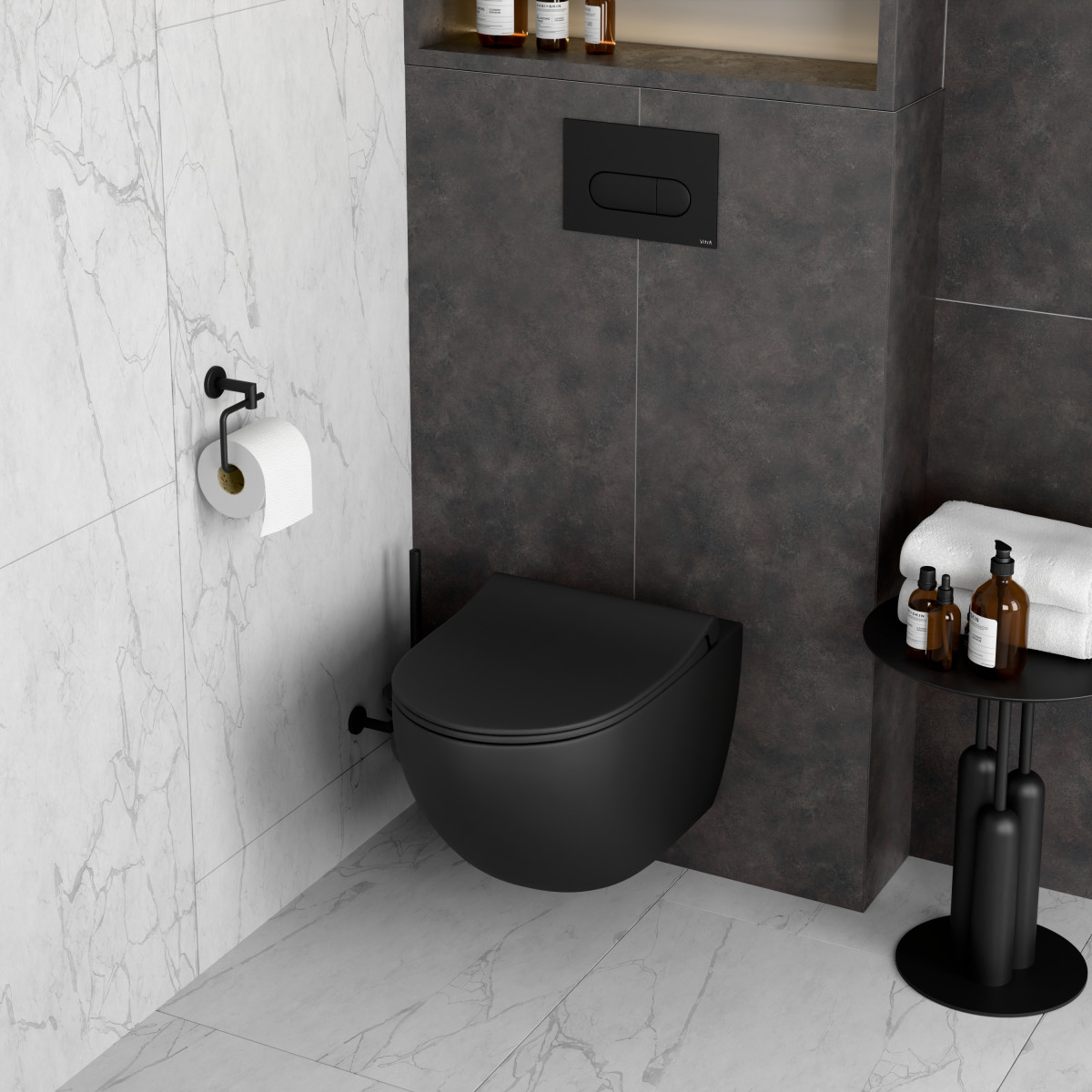 Кнопка смыва для инсталляции VitrA Root Round 740-2211 матовая черная двойный смыв