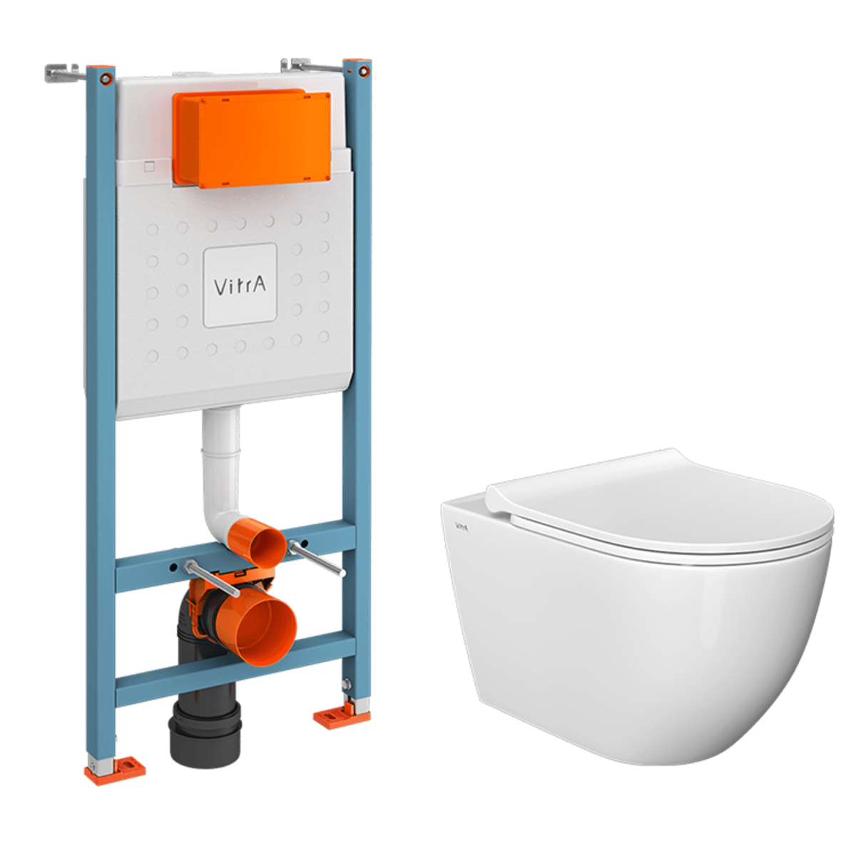 Инсталляция с унитазом VitrA Mia Round 9873B003-7205 комплект 3 в 1 с сиденьем микролифт безободковый