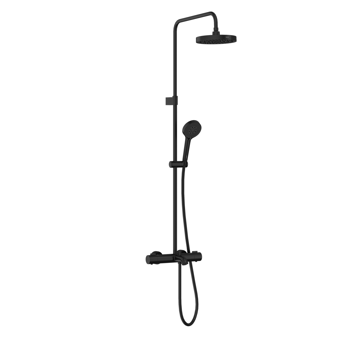 Душевая система VitrA Base Round A4730336EXP с термостатическим смесителем и ручным душем матовая черная латунь