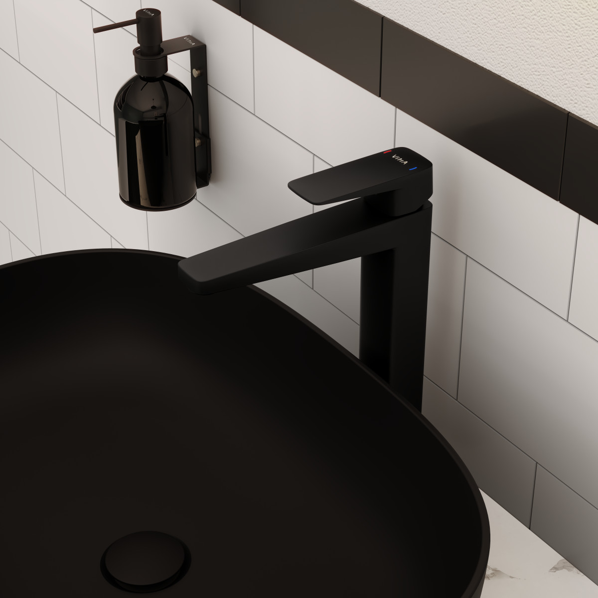 Смеситель для раковины VitrA Root Square A4273336EXP однорычажный матовый черный латунь