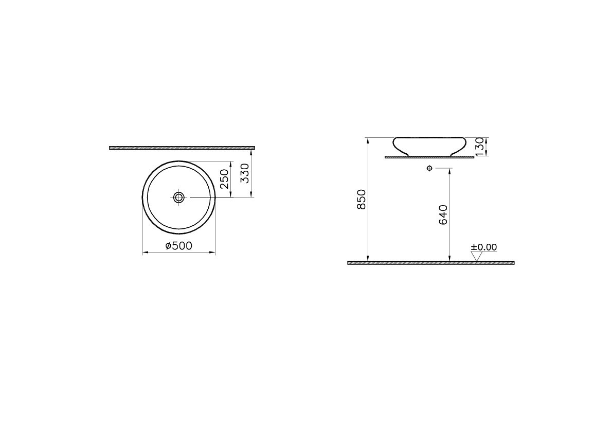Настольная чаша Istanbul без переливного отверстия, 50 см, цвет белый