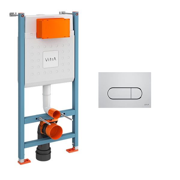 Инсталляция для унитаза VitrA V-Fix Core 800-1873 с кнопкой глянцевой хром