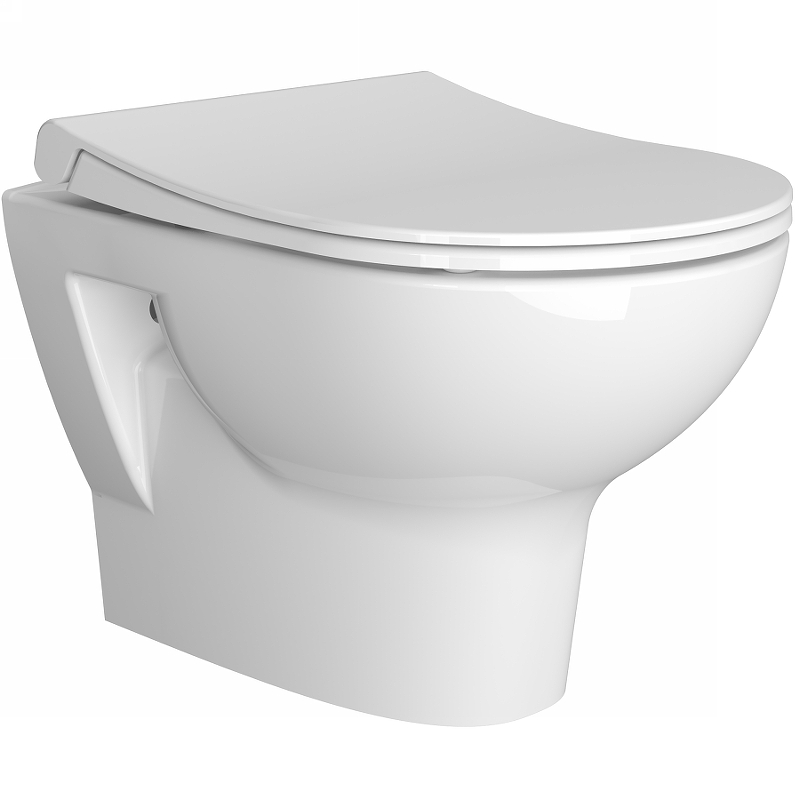 Подвесной унитаз VitrA Zentrum 5795B003-6077 безободковый с сиденьем микролифт дюропласт белый глянец санитарный фарфор антибактериальное покрытие Hygiene