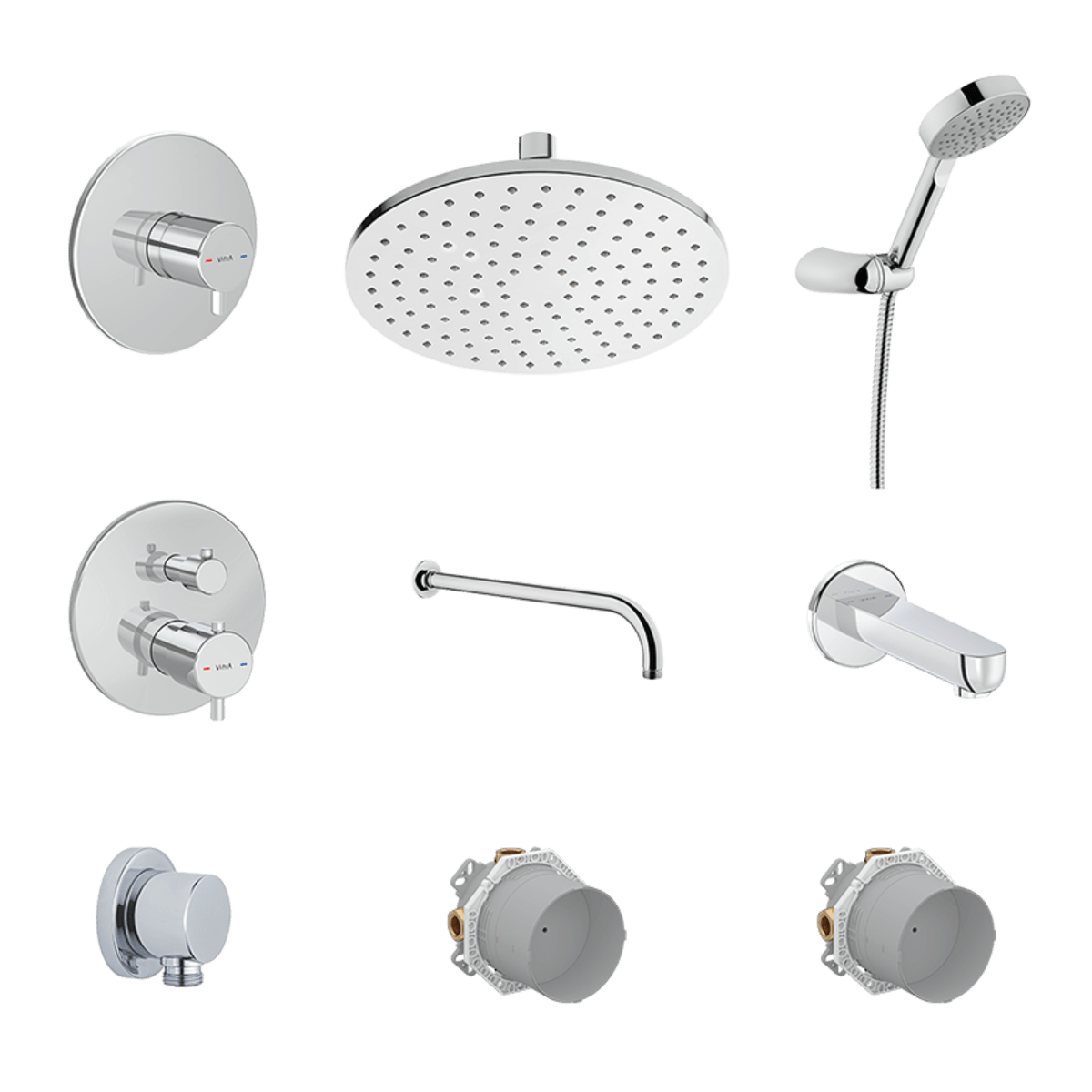 Встраиваемый душевой комплект VitrA Root Round A49307EXP с термостатом хром латунь
