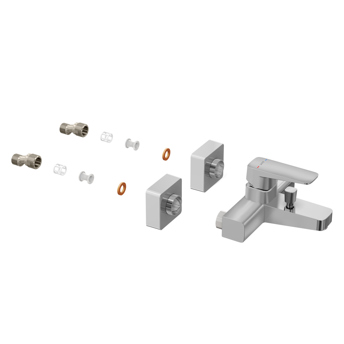 Смеситель настенный VitrA Root Square A42737EXP для ванны однорычажный хром латунь