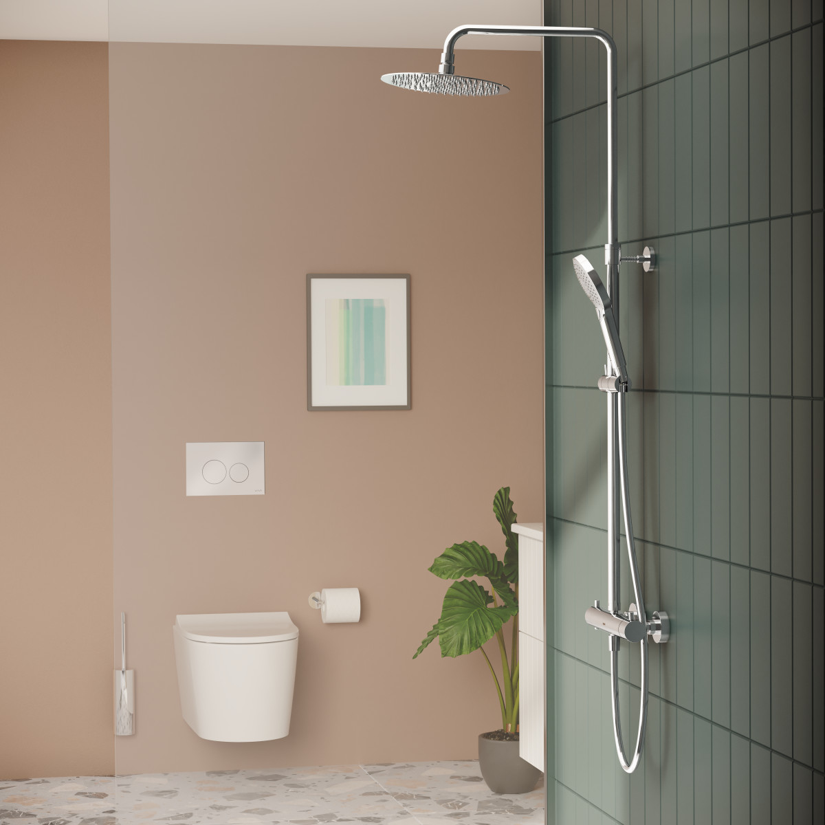 Душевая система VitrA AquaHeat A47201EXP с термостатическим смесителем и ручным душем хром латунь