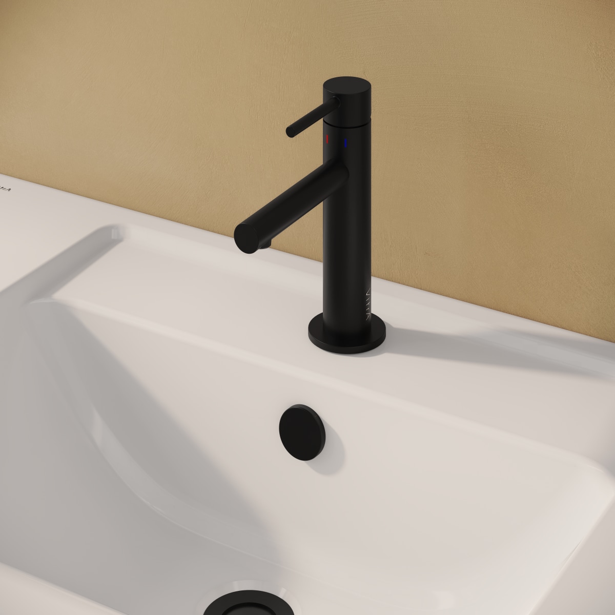 Смеситель для раковины VitrA Origin (Ориджин) A4255636WTC однорычажный матовый черный латунь