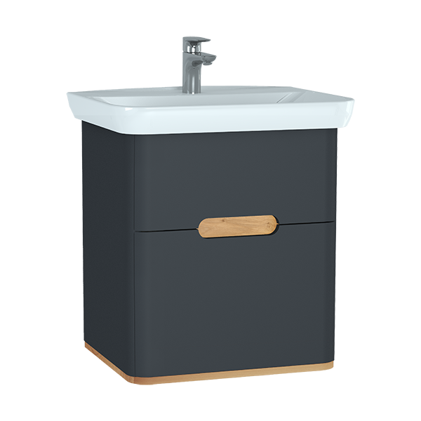 Тумба с раковиной для ванной VitrA Sento 60834 65 см матовая антрацит МДФ