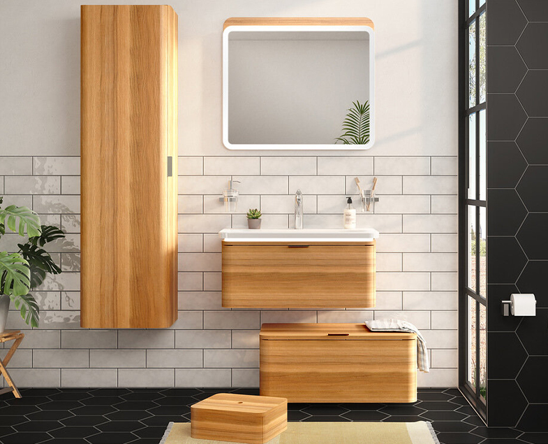 Пенал Nest Trendy 45 см, левосторонний, натуральное дерево