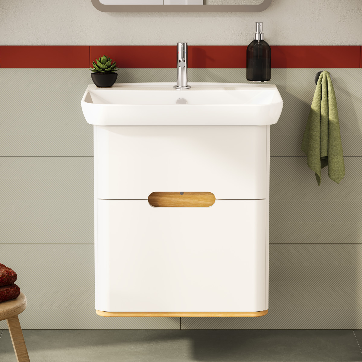 Тумба с раковиной для ванной VitrA Sento 60822 65 см матовая белая МДФ