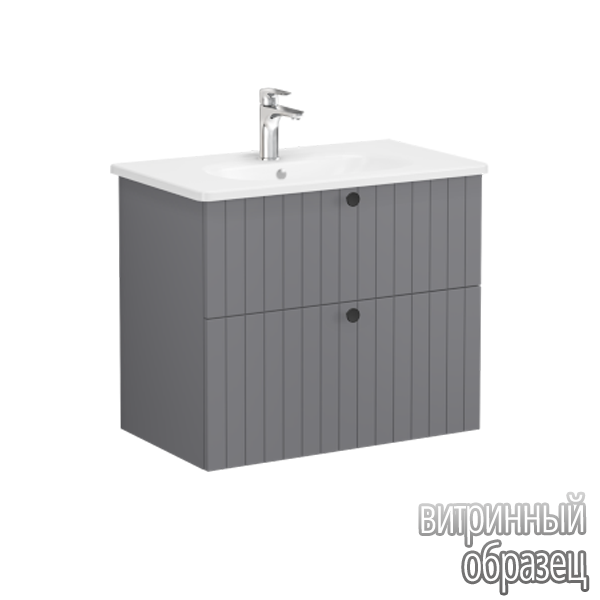 Тумба с раковиной для ванной VitrA Root Groove 69438 80 см матовая серая МДФ
