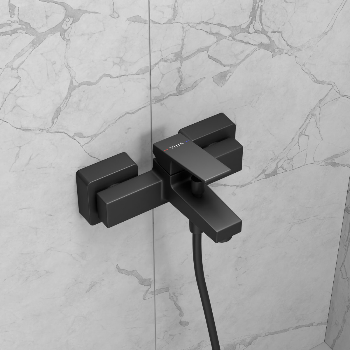 Настенный смеситель для ванны VitrA Minimax S (Минимакс С)quare (Минимакс Скуэр) A4352036EXP однорычажный матовый черный латунь