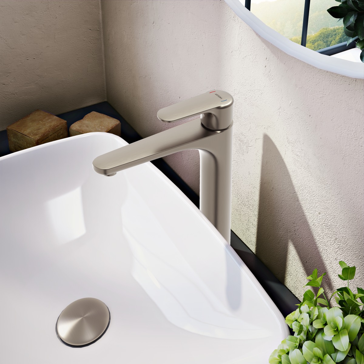 Смеситель для раковины VitrA Root Round (Рут Раунд) A4270734EXP однорычажный брашированный никель латунь
