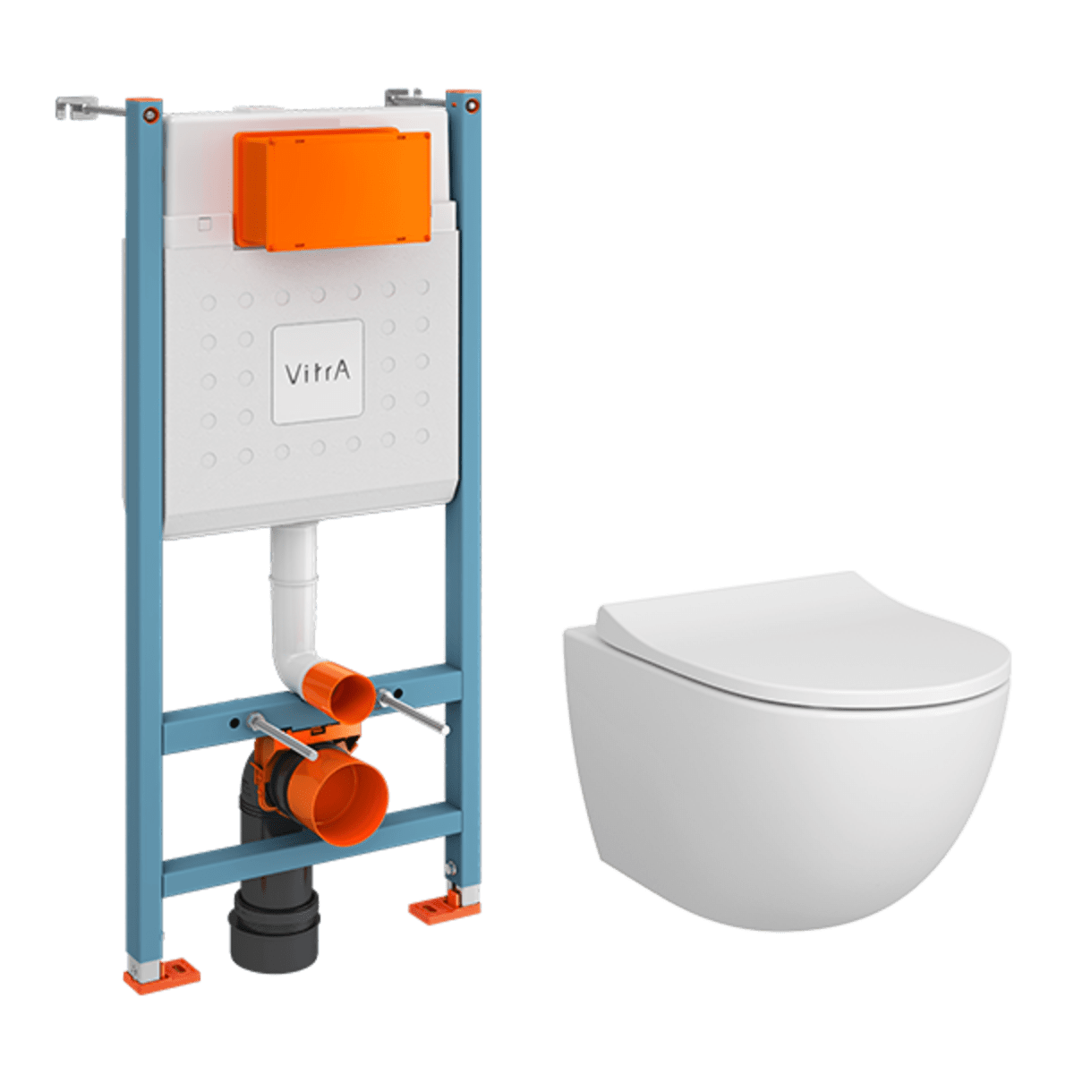 Инсталляция с унитазом VitrA Sento 9830B003-7211 комплект 3 в 1 с сиденьем микролифт безободковый