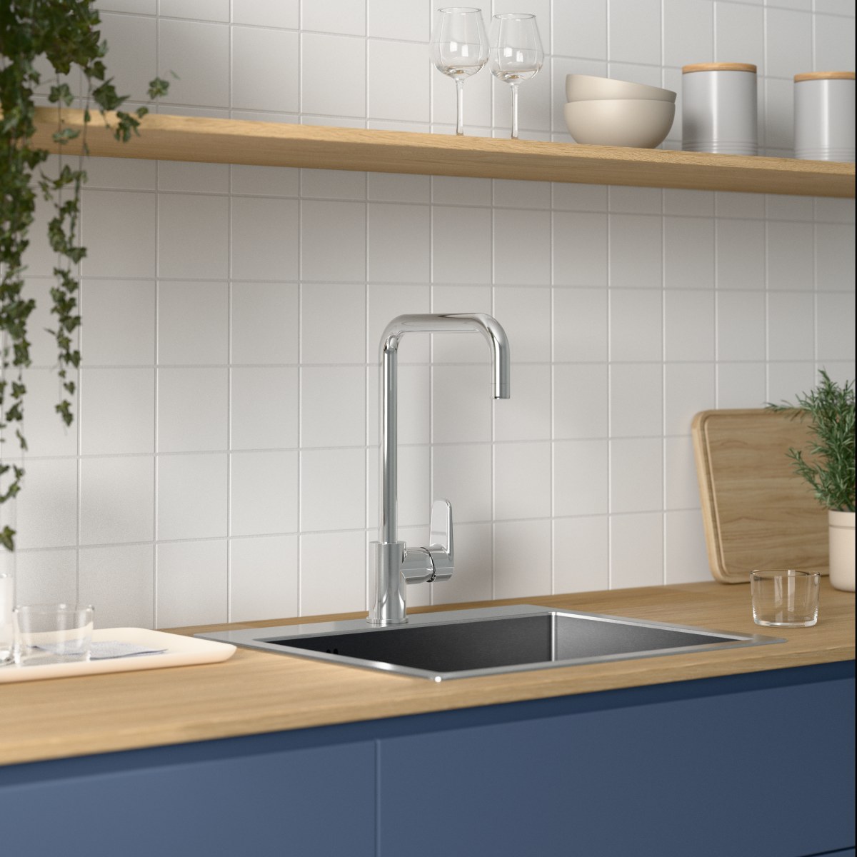 Смеситель для кухни VitrA Flow Soft (Флоу Софт) A43426EXP с поворотным изливом однорычажный хром латунь