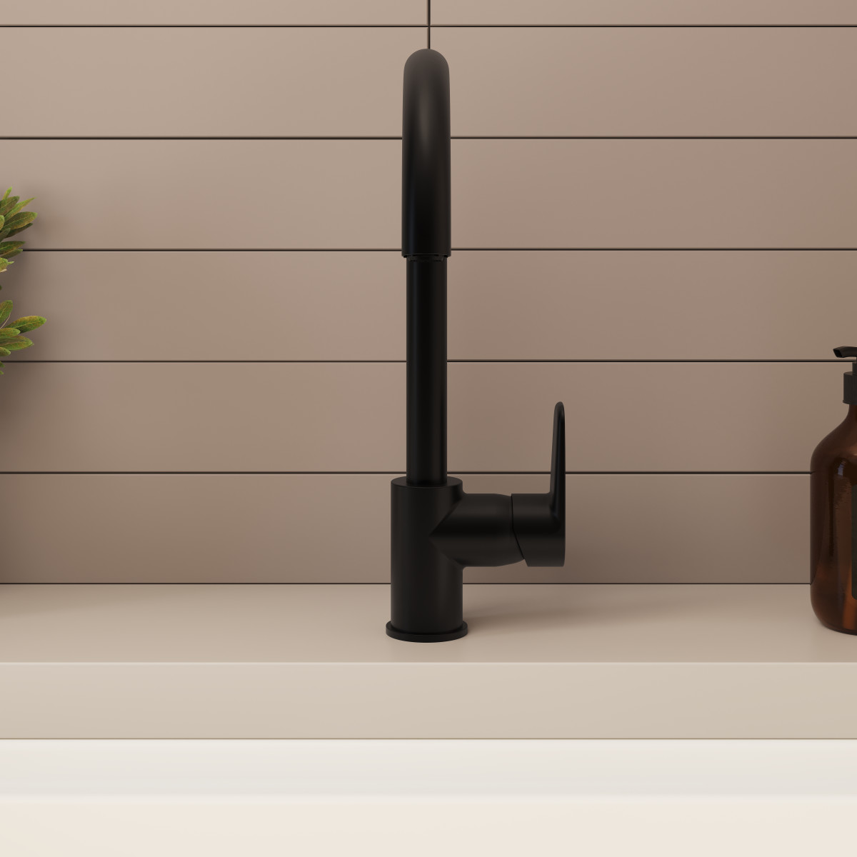 Смеситель для кухни VitrA Flow Soft A4341936EXP с поворотным изливом однорычажный матовый черный латунь