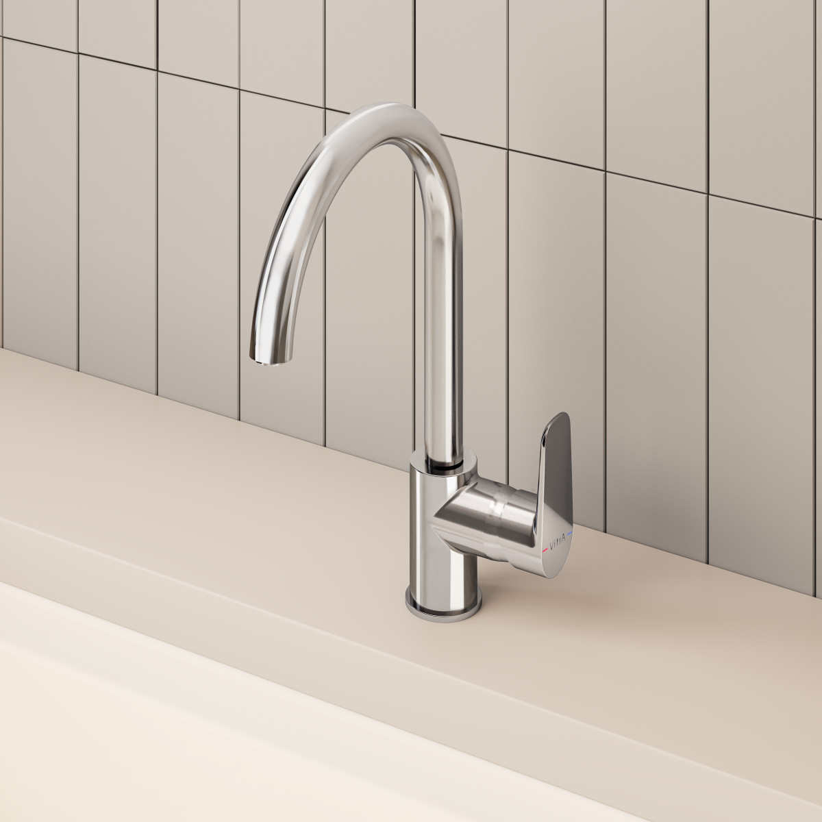 Смеситель для кухни VitrA Flow Soft A43419EXP с поворотным изливом однорычажный хром латунь