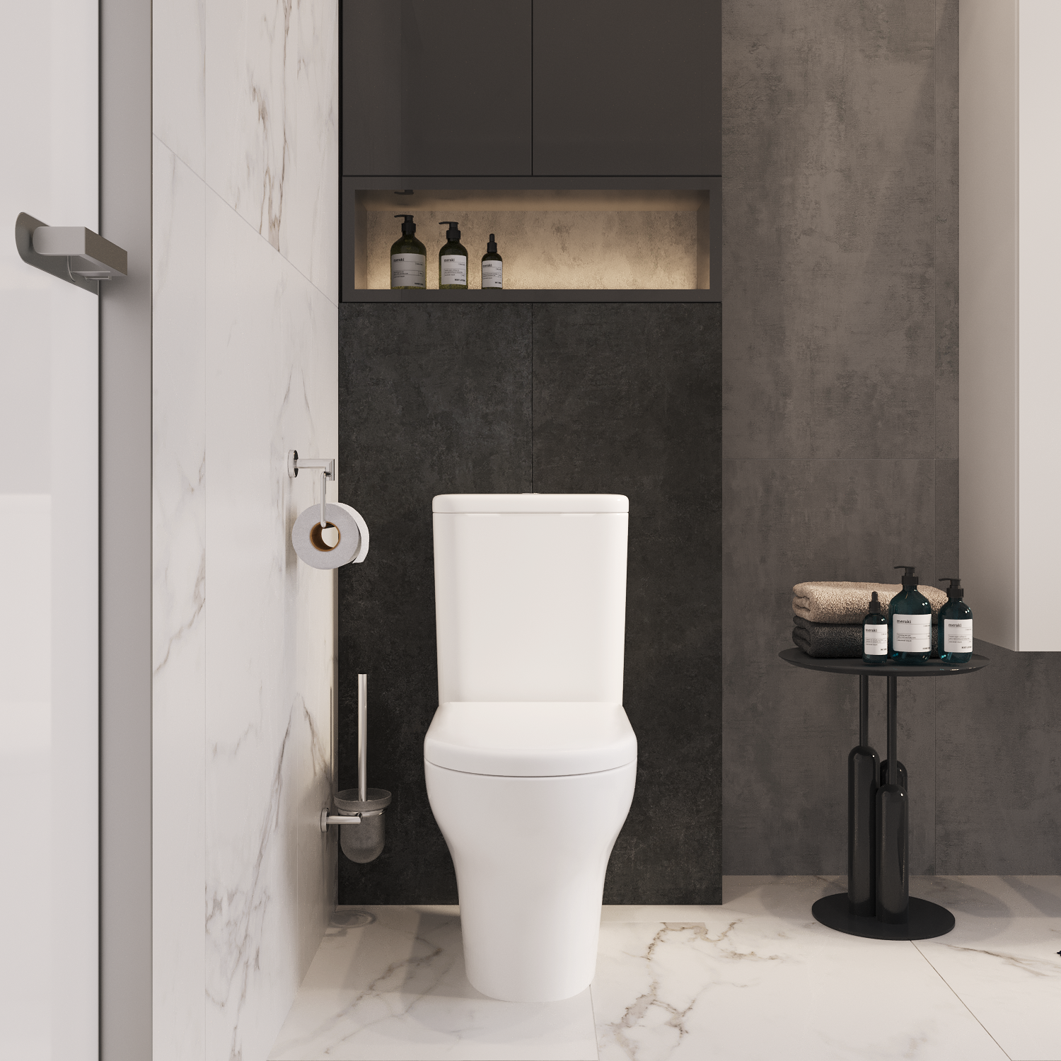 Безободковый напольный унитаз Zentrum Rim-Ex, сиденье микролифт, механизм 3/6 л