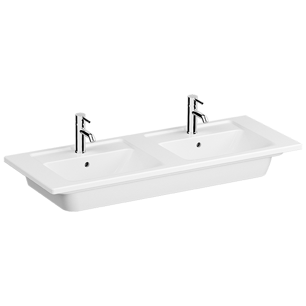 Двойная мебельная раковина Integra 120 см, цвет белый