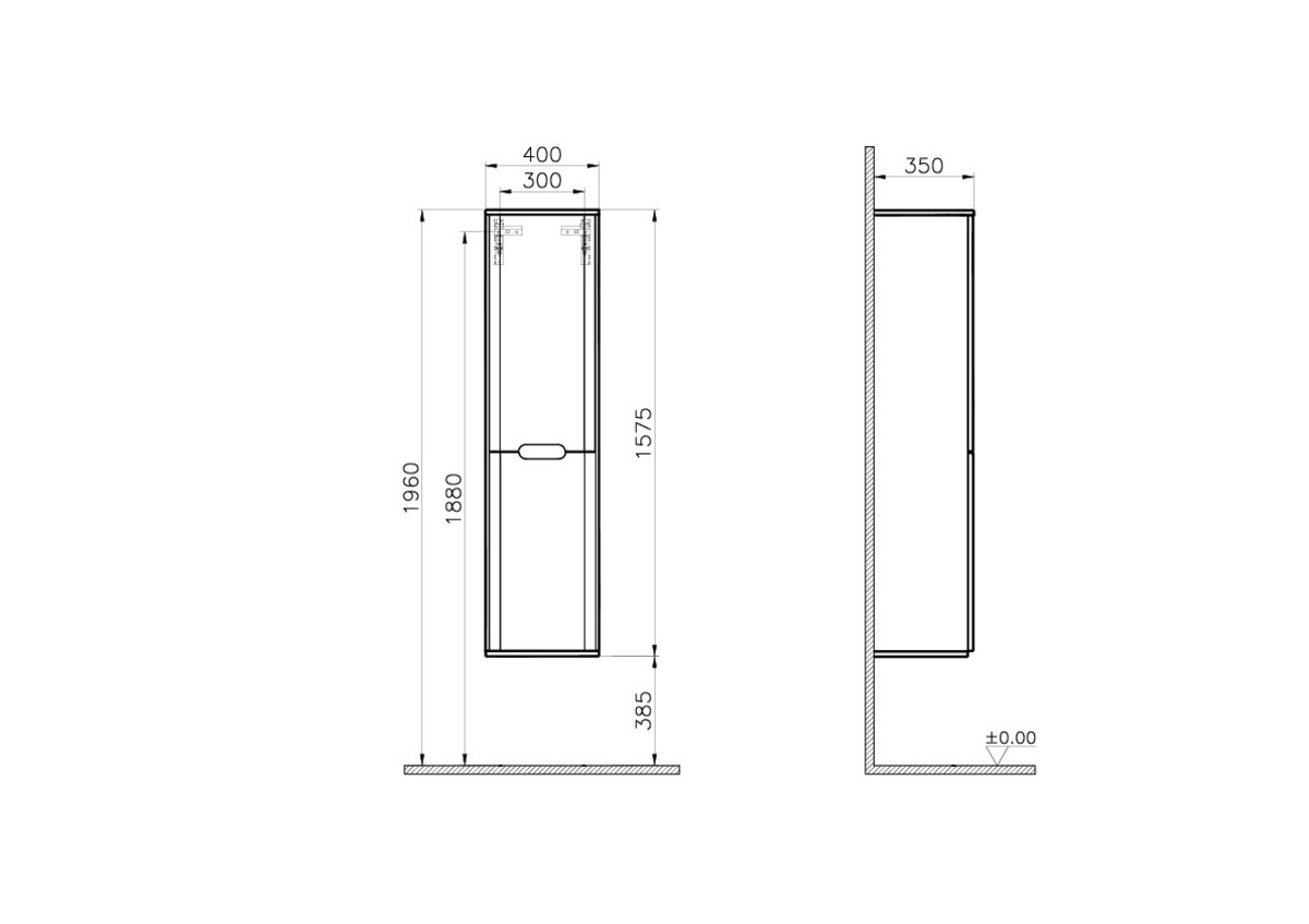 Шкаф пенал в ванную VitrA Sento 60854 40 см с корзиной для белья матовый белый МДФ