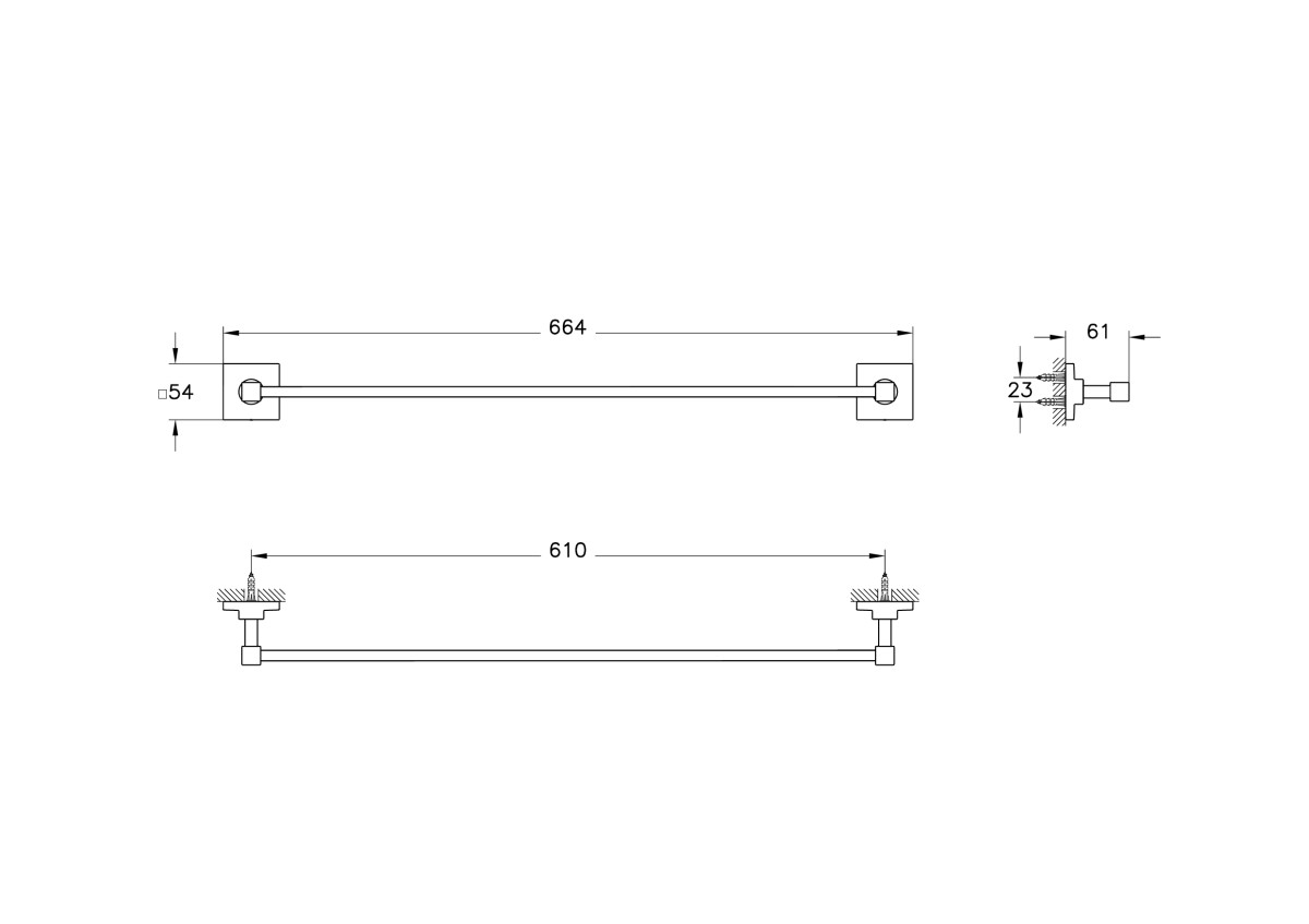 Держатель для полотенец в ванную VitrA Root A4481036 матовый черный нержавеющая сталь