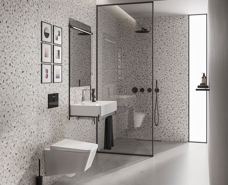 Набор встроенной душевой системы Origin на 3 направления, матовый черный